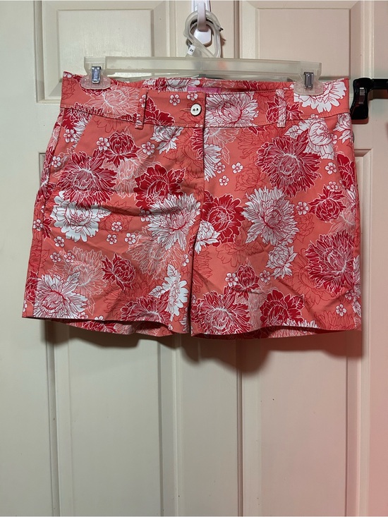 Isaac Mizrahi Pants - Isaac Mizrahi Coral and White Floral Denim Shorts